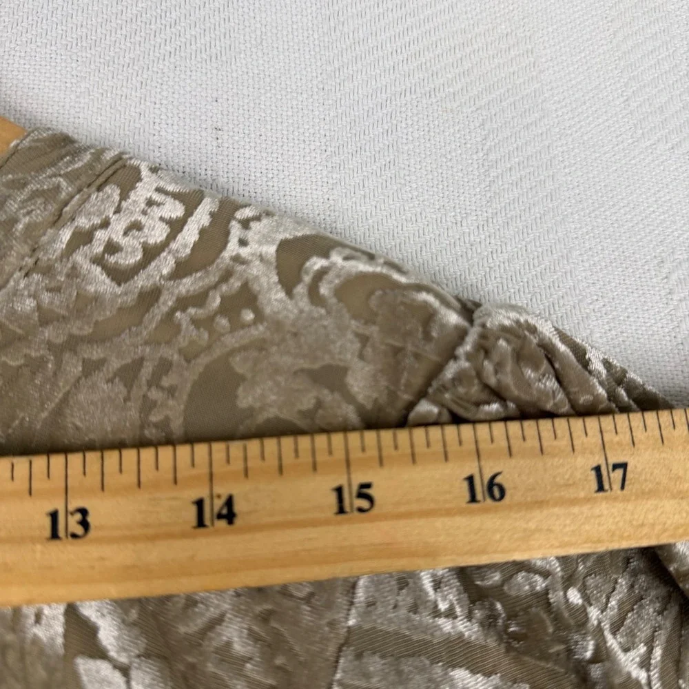 Isaac Mizrahi Live Womens Champagne Gold Paisley Burnout Velvet Blouse Size 14 - Picture 6 of 8